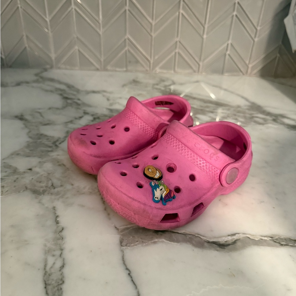 $15 ADD ON Crocs Pink 7c toddler 7 c7 girls native h&m cat &‎ jack shoes